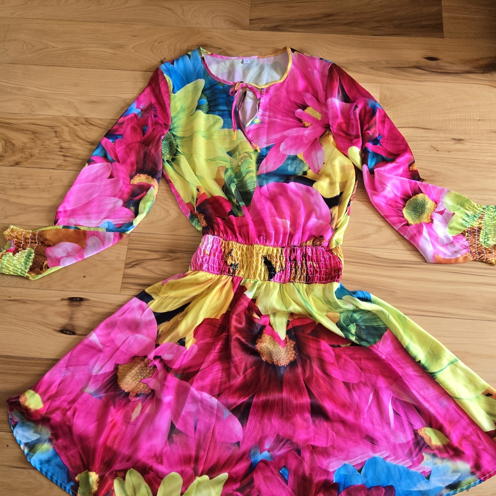 Floral Beach Summer Dress - Silky Feel, S